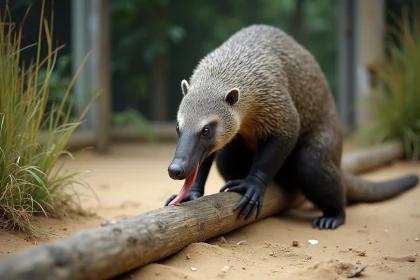 Mante religieuse géante dans un enclos moderne au zoo