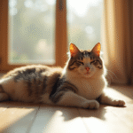 Chat domestique détendu dans un salon lumineux