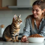 Chat tigré de 12 mois sur un comptoir moderne