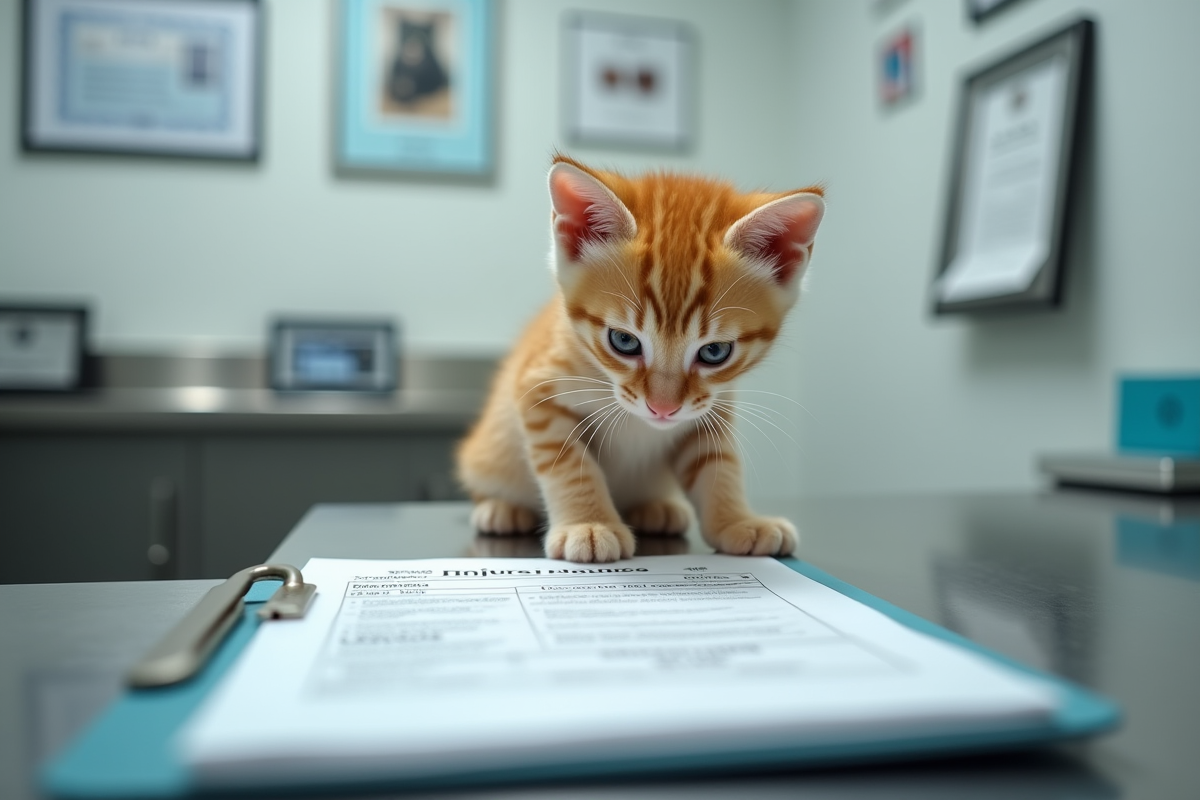 Chaton roux curieux sur table d