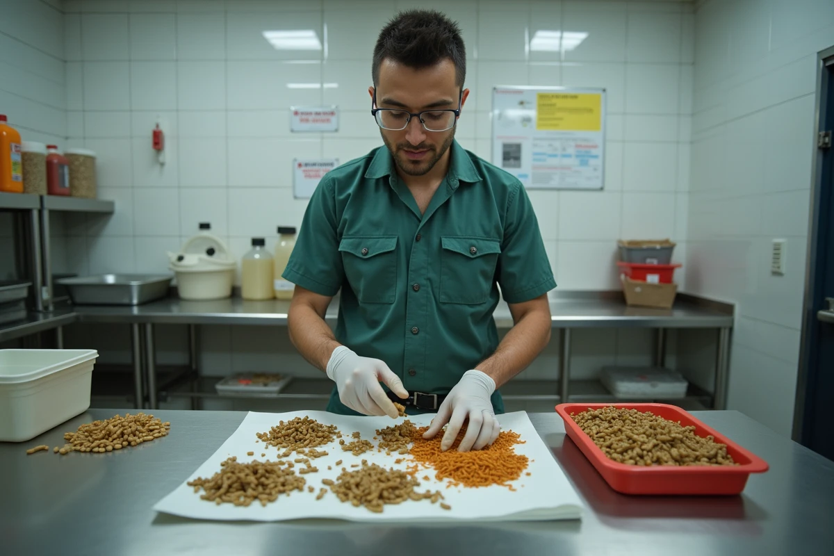 Soigneur préparant la nourriture pour tamanduas en intérieur