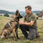 Éducateur canin professionnel avec son chien dans la campagne du Grand Est, illustrant le top 10 des meilleurs éducateurs canins de la région