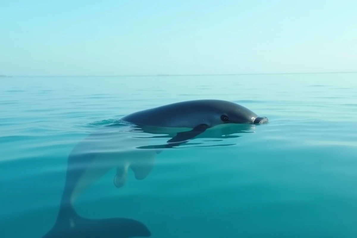 Vaquita marina, le mammifère marin le plus rare du monde, émergeant brièvement à la surface des eaux du golfe de Californie