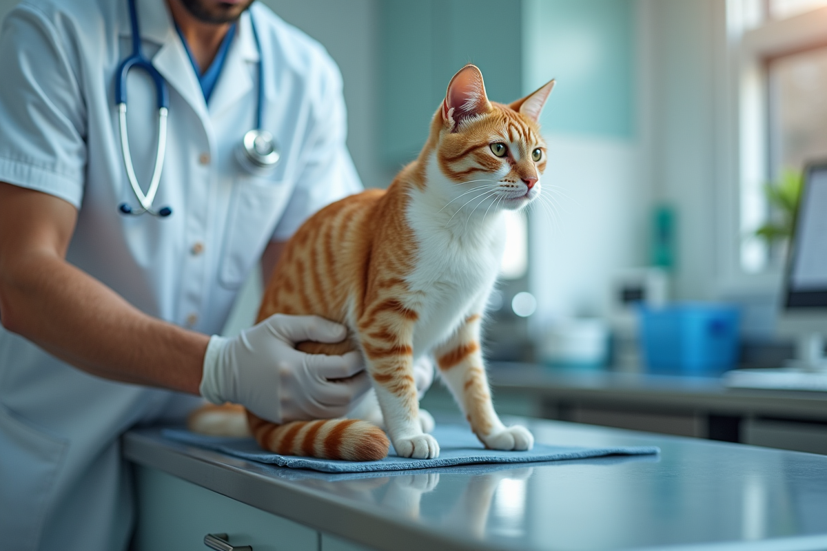 Vétérinaire examinant un chat en clinique
